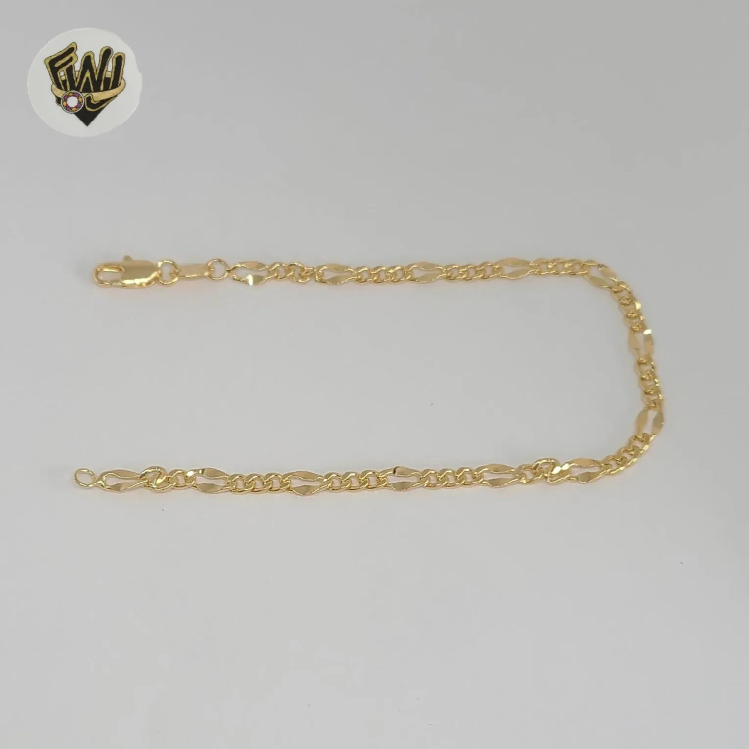 (1-0401-1) Gold Laminate - 3.5mm Figaro Link Bracelet - BGF