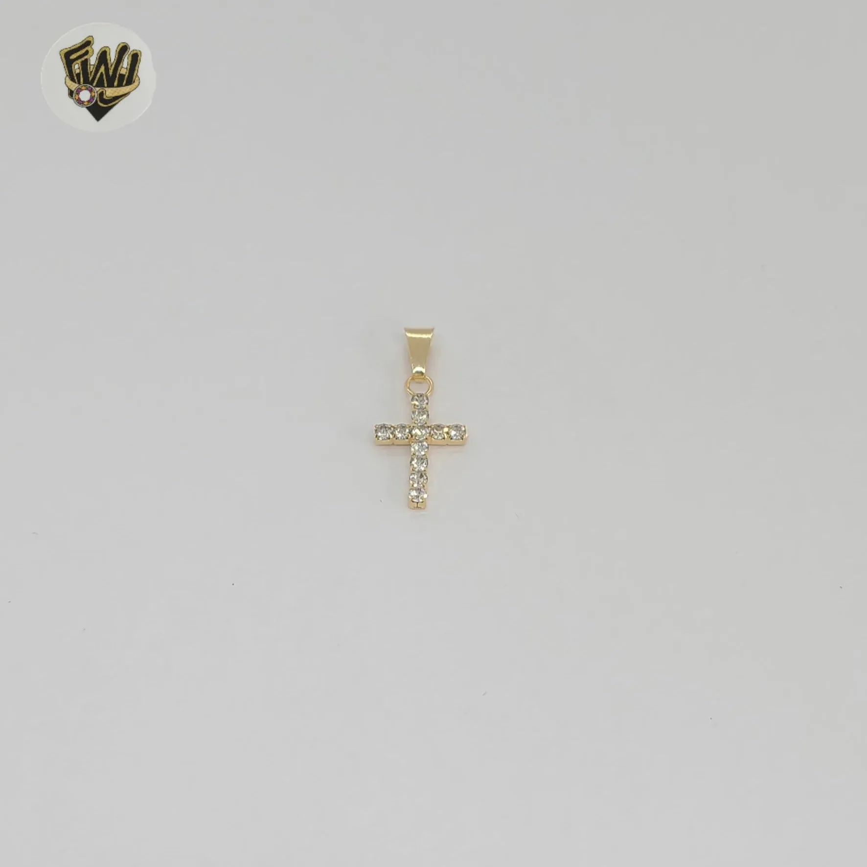 (1-2196-2) Gold Laminate - Zircon Cross Pendants  - BGF