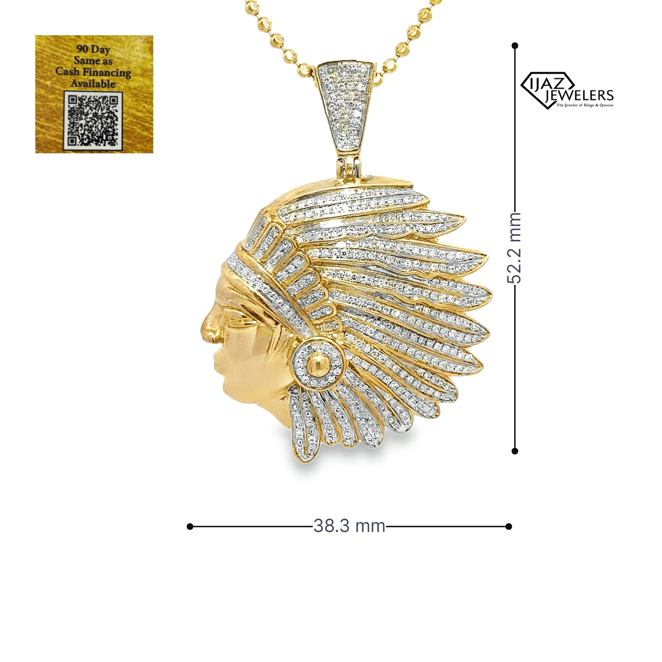 10K Gold 1.13 CTW Diamond Native Chief Head Charm