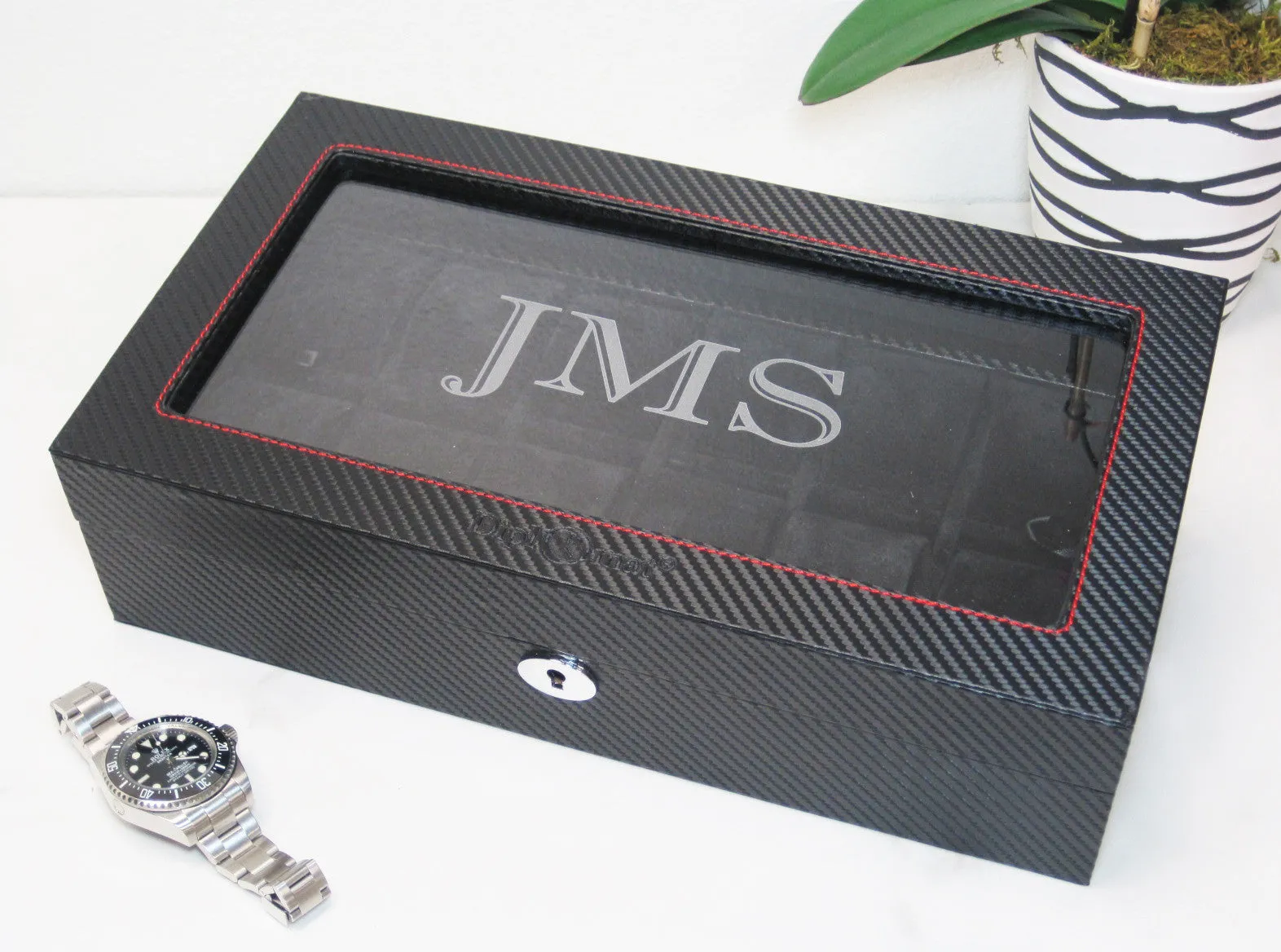 (12) Diplomat Carbon Fiber Watch Box With Clear Top