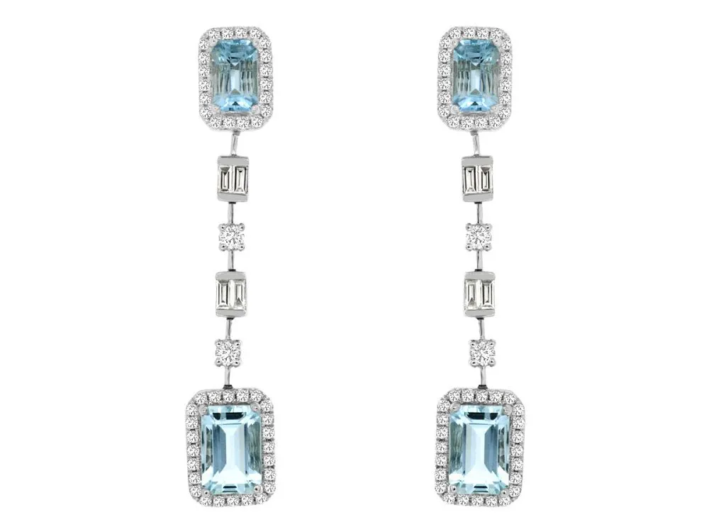 1.40CT AQUA/.32CT DIA EARRING