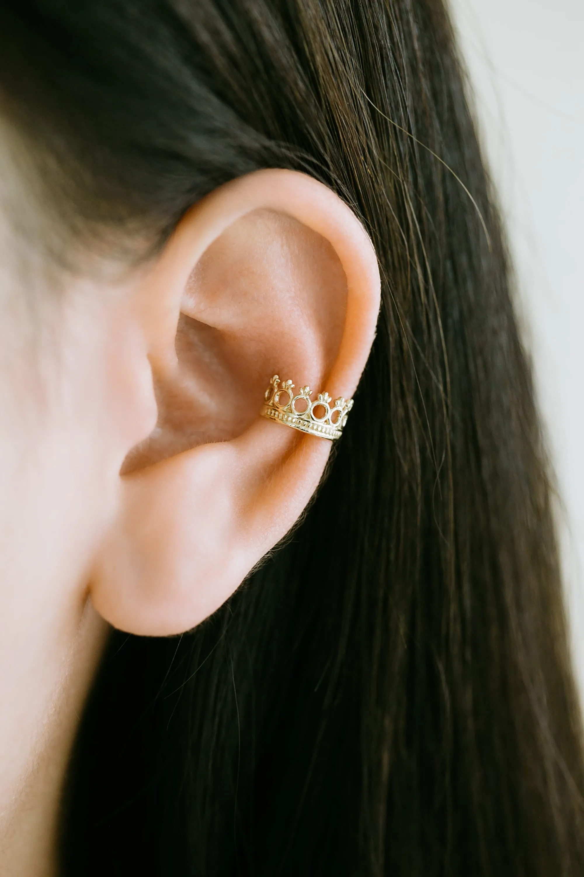 14K Gold Cz Crown Inner Conch Ear Cuff  Non Pierced Ear Cuff Earring