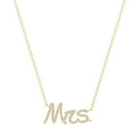 14K Gold Diamond Mrs. Pendant