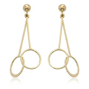 14k Gold Mini Circle Drop Earrings