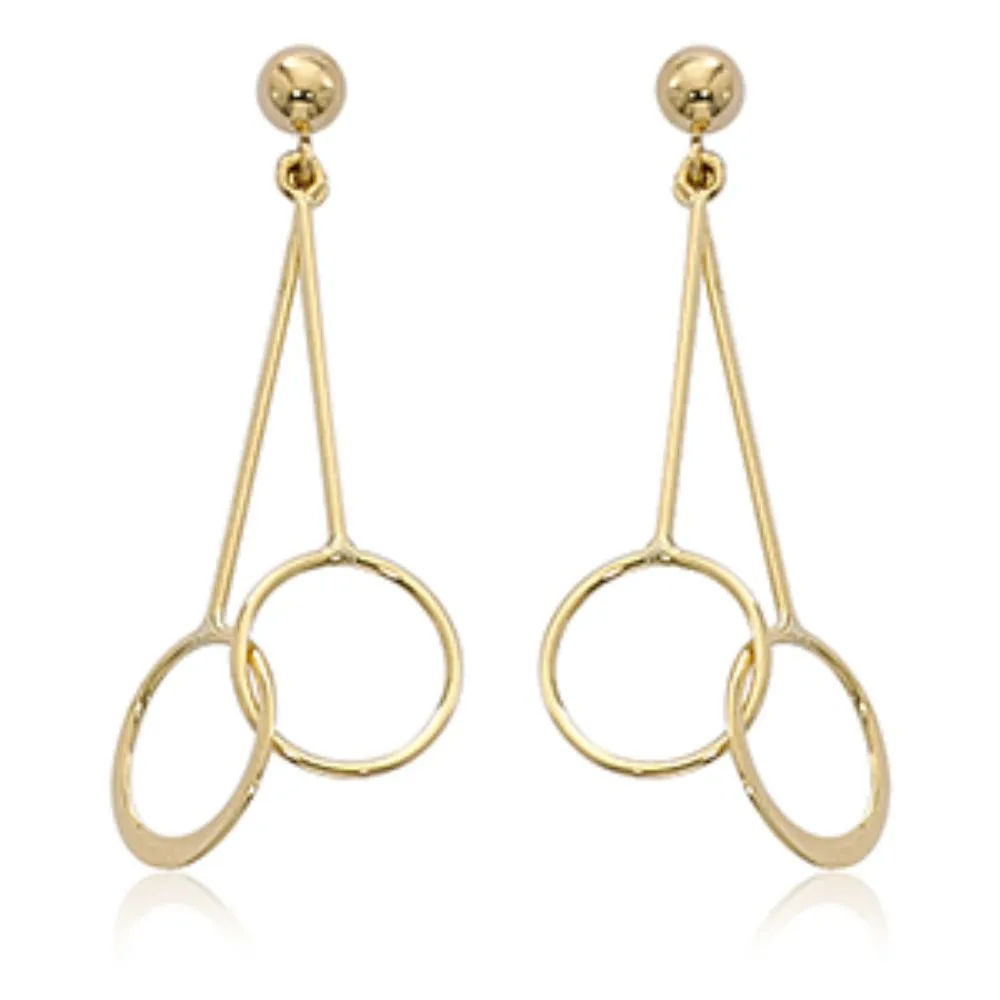 14k Gold Mini Circle Drop Earrings