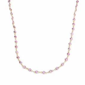 14K Gold Pink Sapphire Strand Necklace