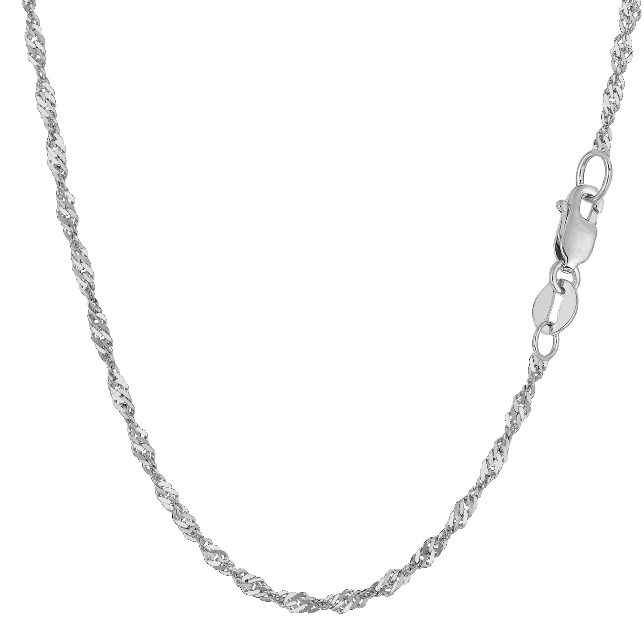 14k White Gold Singapore Chain Necklace, 2.1mm