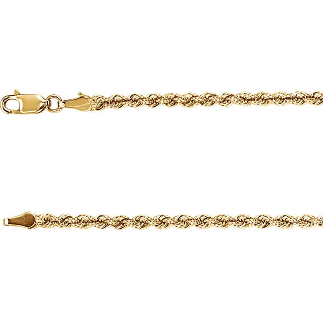 14K Yellow Gold Rope Chain, 18 Inches Long 3 mm  - CH957