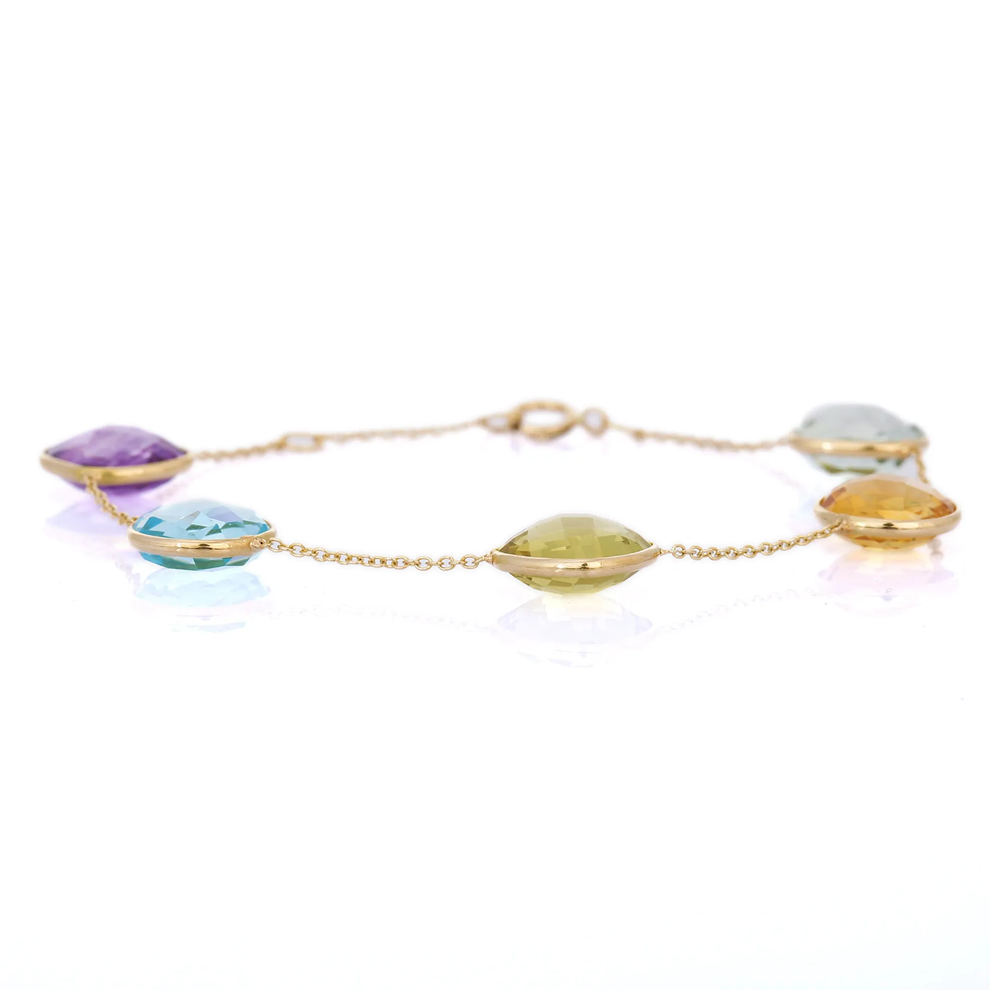 18K Gold Multi Gemstone Bracelet