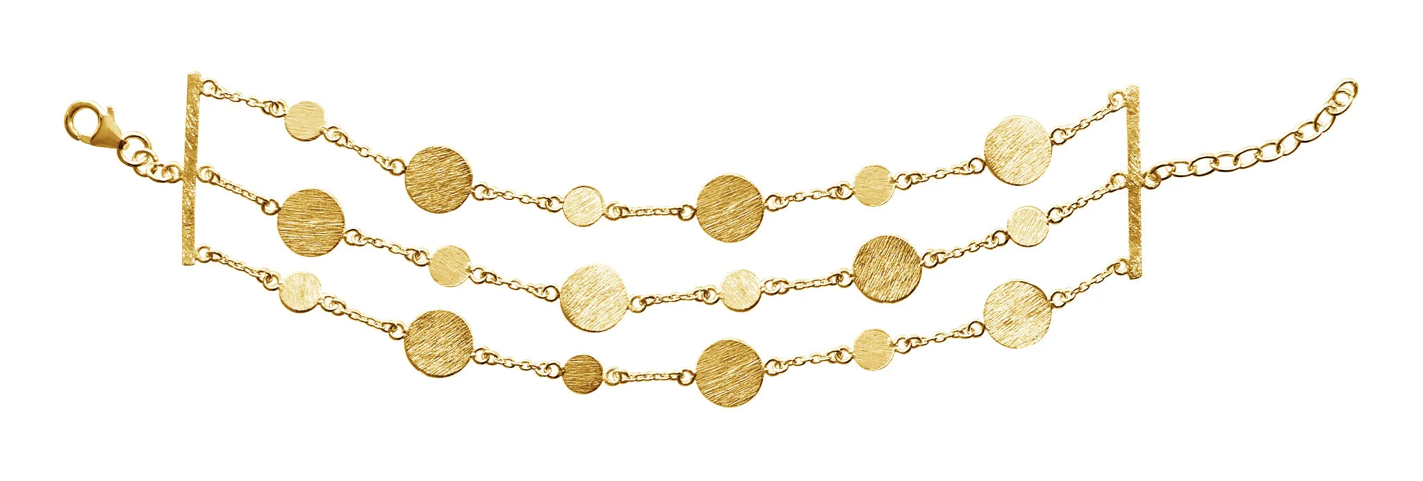 18K Gold Plated Triple Line Disc Bracelet