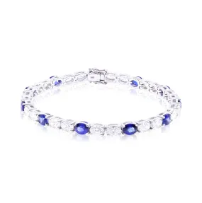 18K WHITE GOLD OVAL DIAMOND 5.26CTW AND SAPPHIRE 4.80CTW BRACELET