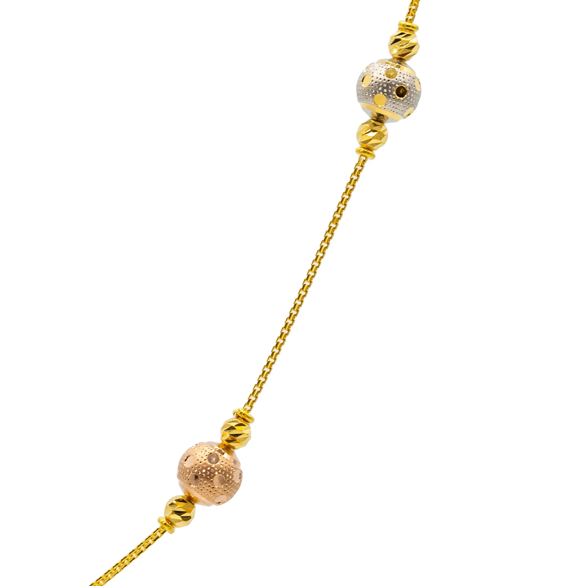 22K Multi-Tone Gold Pari Beaded Chain Necklace