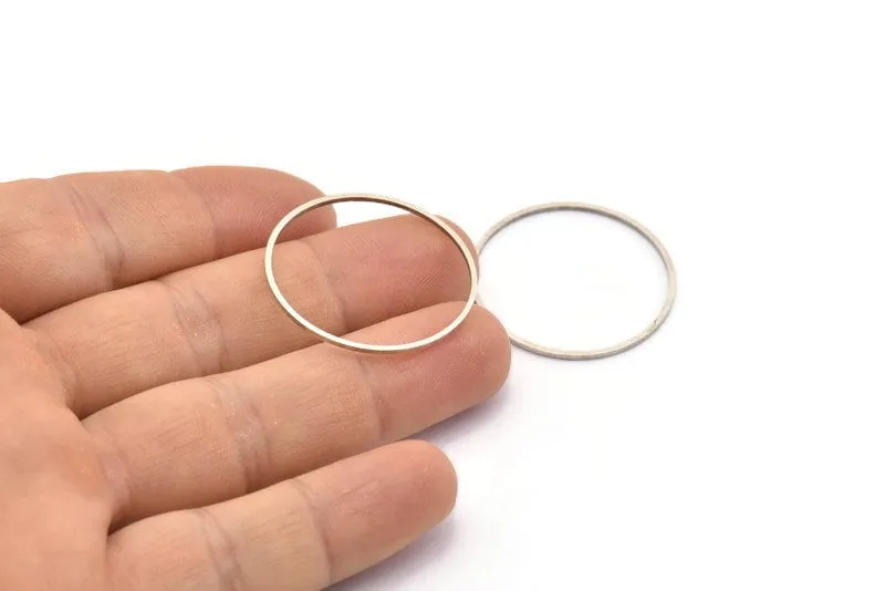 30mm Silver Rings - 12 Antique Silver Brass  Circle Connectors (30x1x1mm) BS 1089 H0009