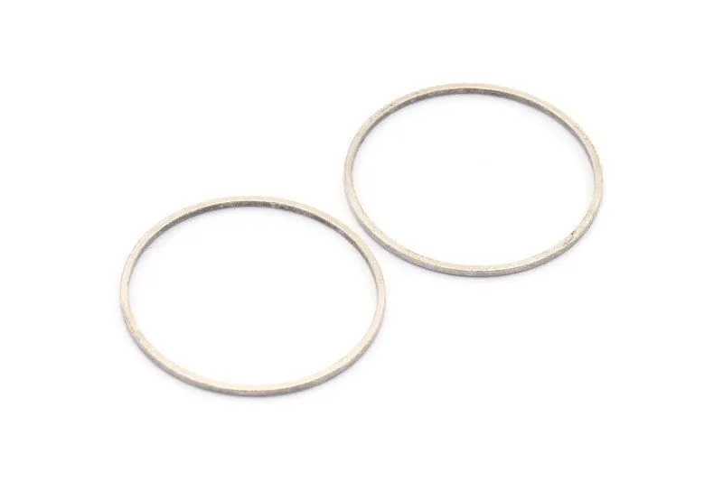 30mm Silver Rings - 12 Antique Silver Brass  Circle Connectors (30x1x1mm) BS 1089 H0009