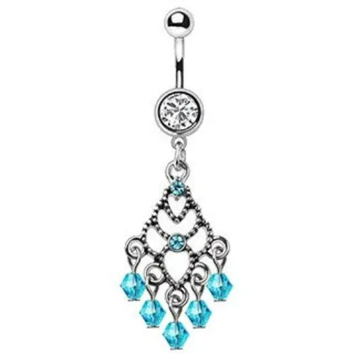 316L Stainless Steel Aqua Chandelier Dangle Navel Ring