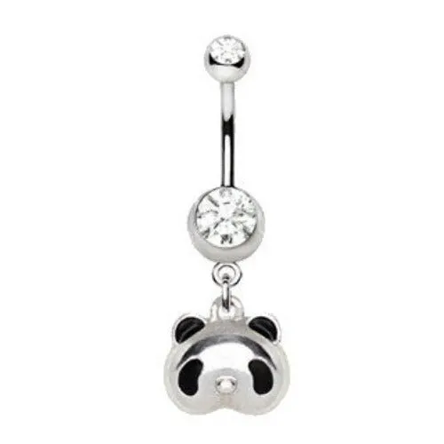 316L Stainless Steel Cute Panda Bear Dangle Navel Ring