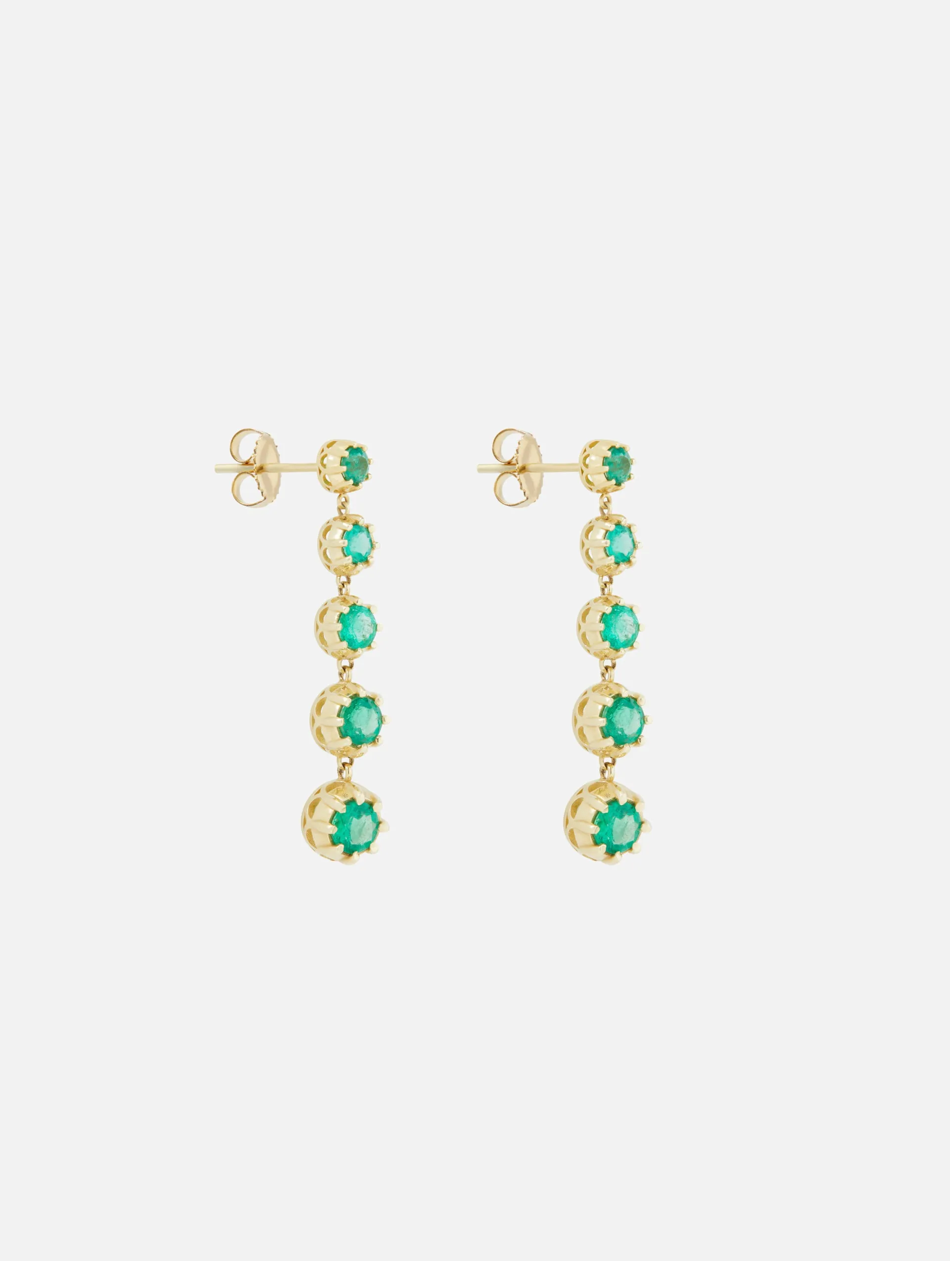 5 Stone Emerald Drop Earrings