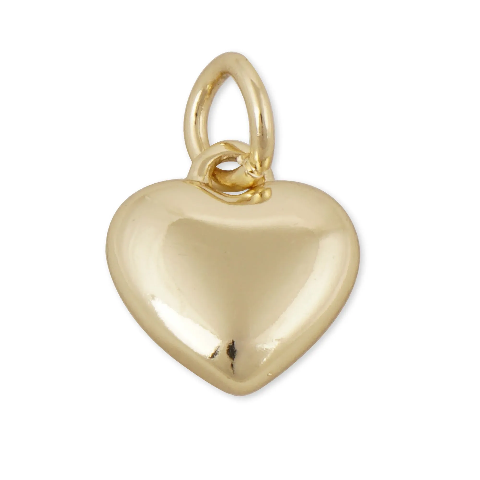 5PCS 14K Gold Filled Brass Puff Heart Pendant, 10mm Tiny Gold heart Charm, Earring Charm 10408150