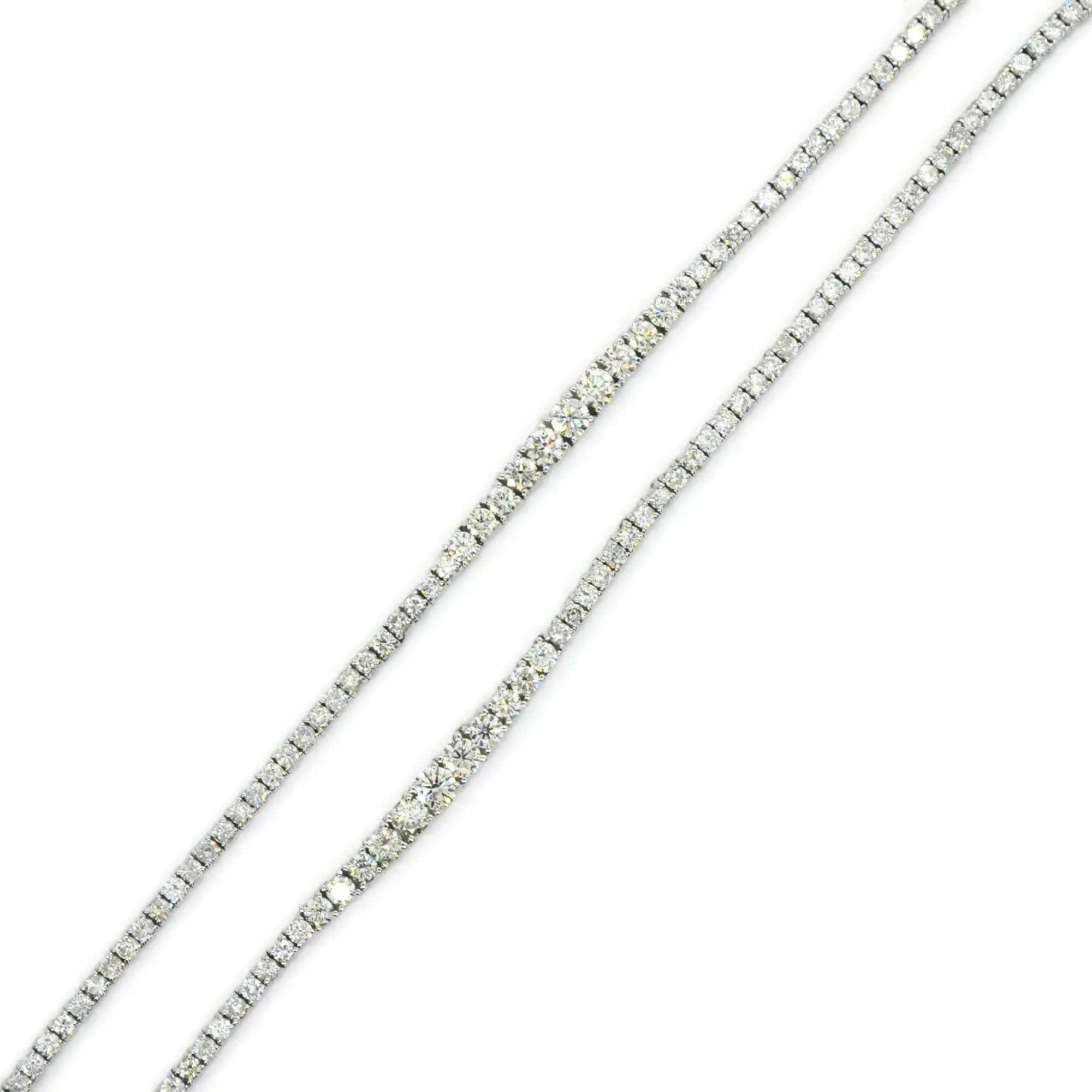 AFJ Diamond Collection - Long Graduated Diamond Riviere Necklace, White Gold