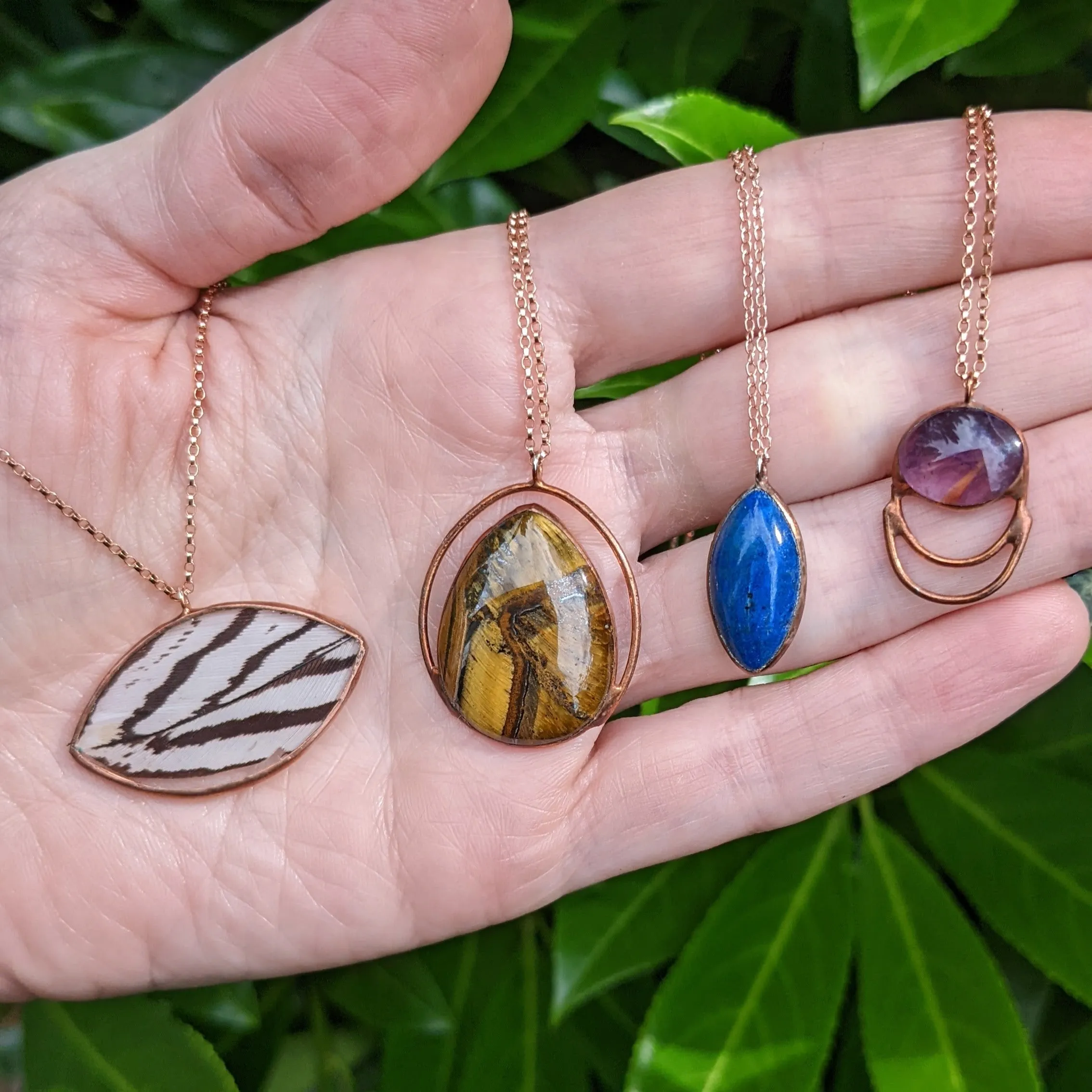 Amethyst Copper Patina Rose Gold Necklace