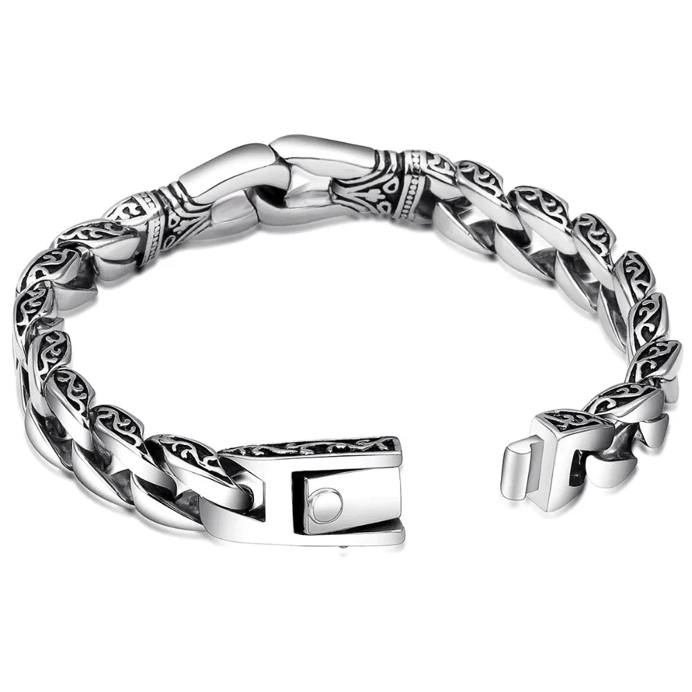 Ancient Design Cuban Chain Link Stainless Steel Bracelet