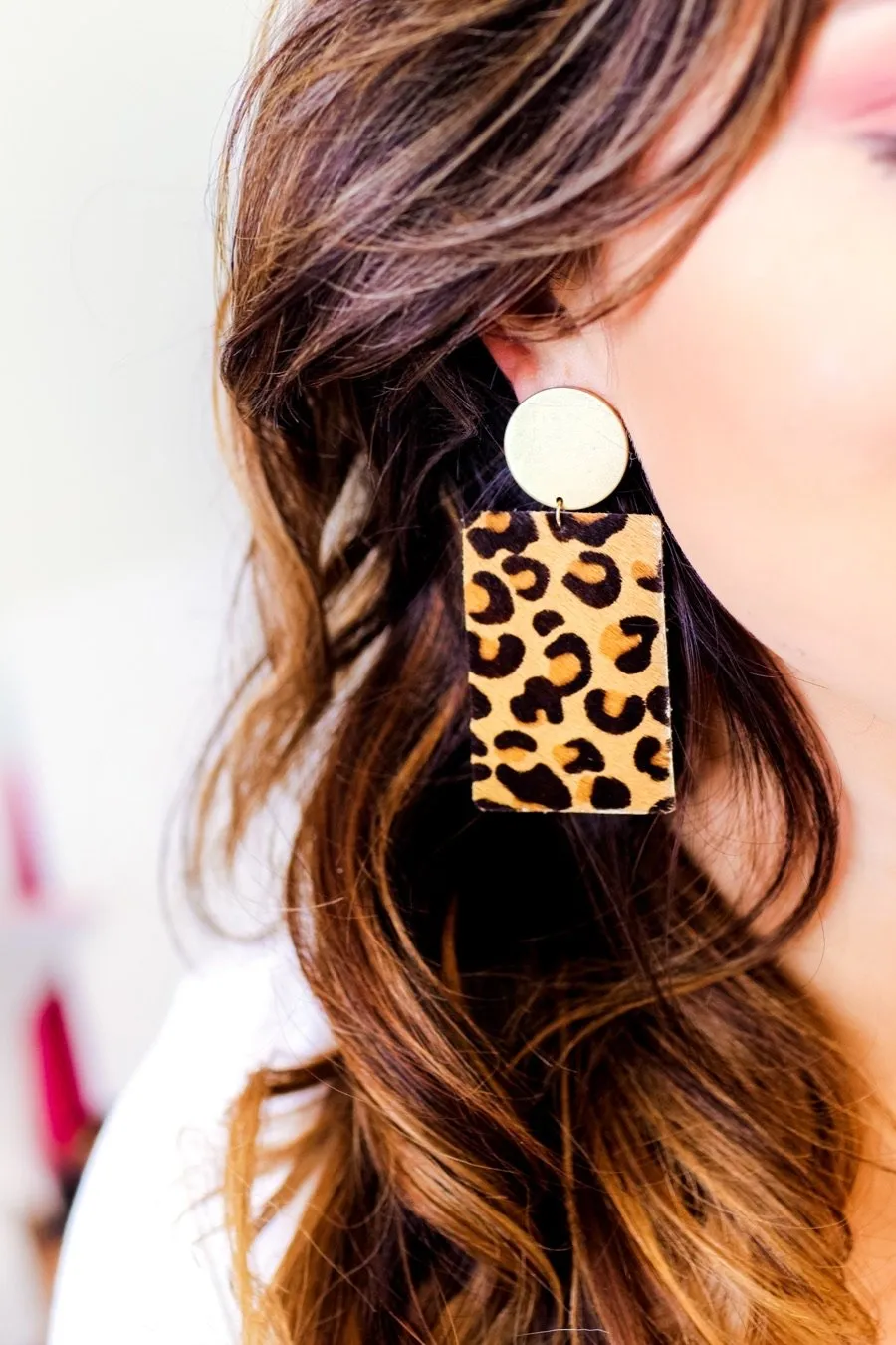 Animal Print Geometric Drop Earrings