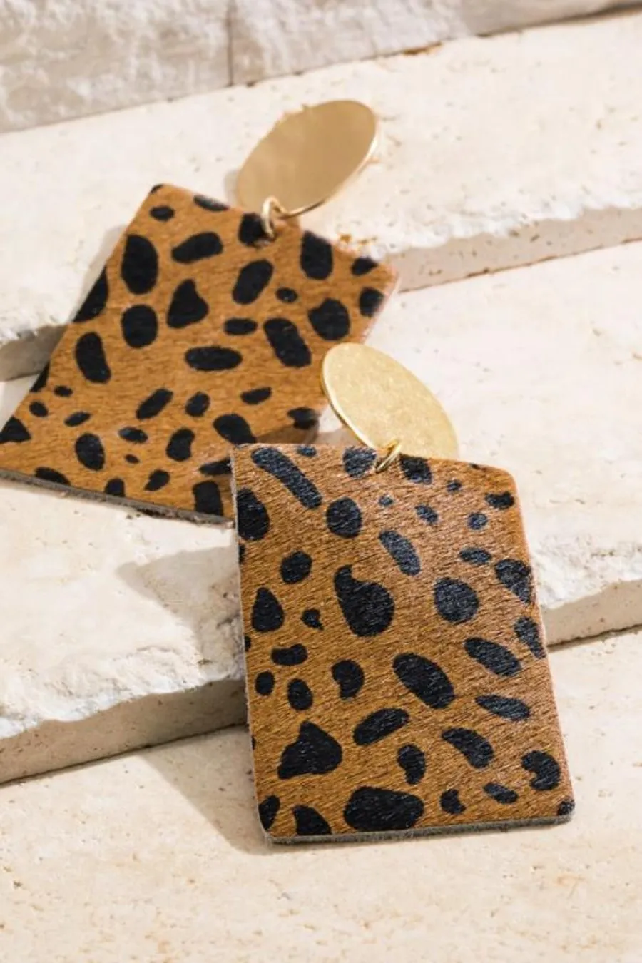 Animal Print Geometric Drop Earrings