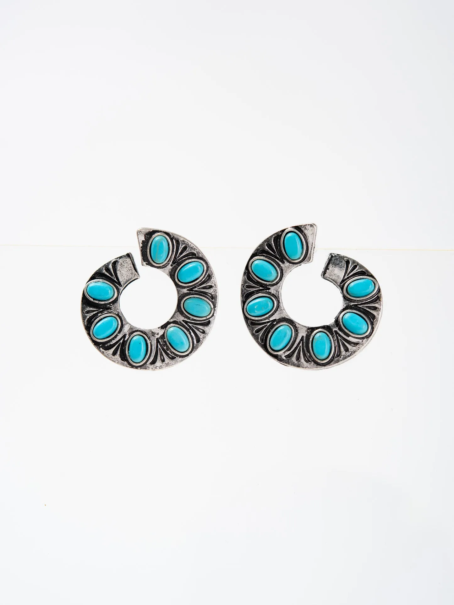 Ava Western Inlay Stone Open Circle Drop Earrings