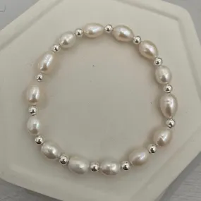 Baroque Pearl Bead Bracelet Sterling Silver