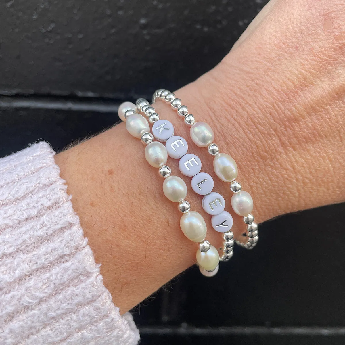 Baroque Pearl Bead Bracelet Sterling Silver