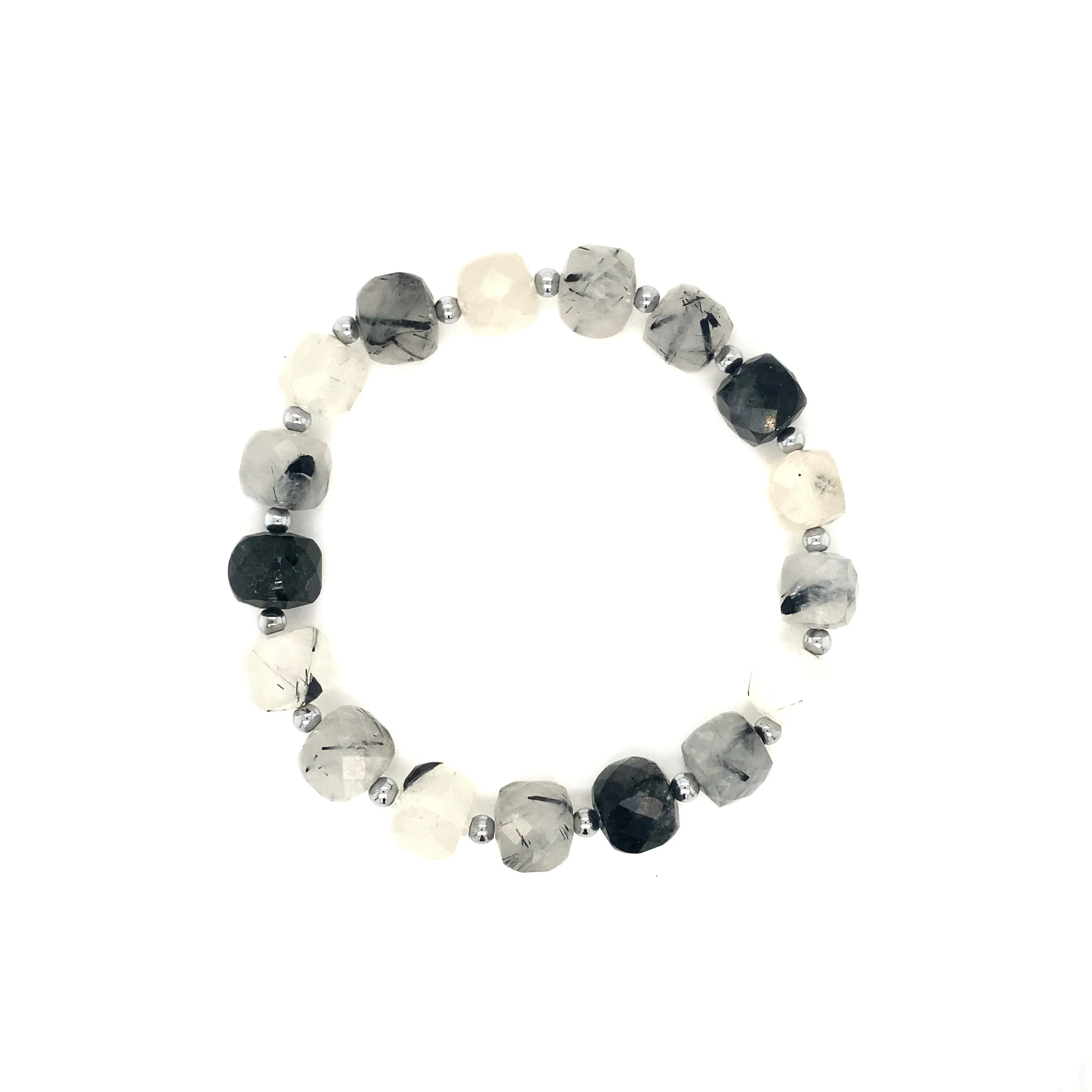 Beaded Gemstone and Hematite Stretch Bracelet