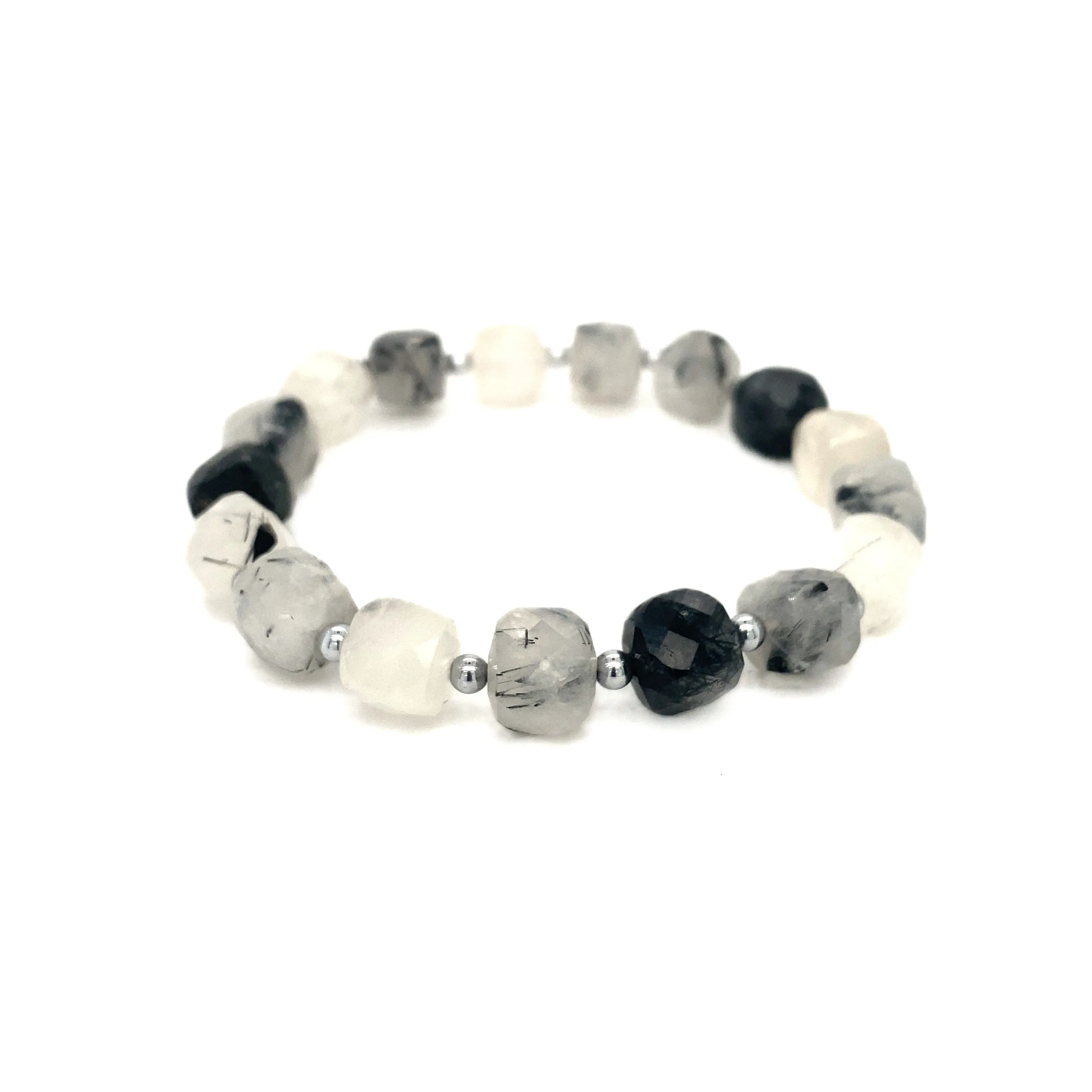 Beaded Gemstone and Hematite Stretch Bracelet