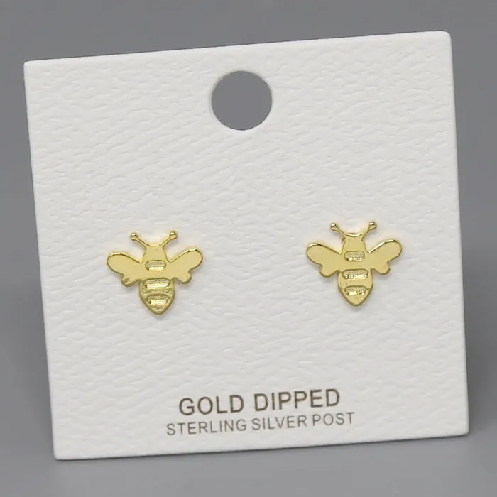 Bee Gold Dipped Stud Earrings