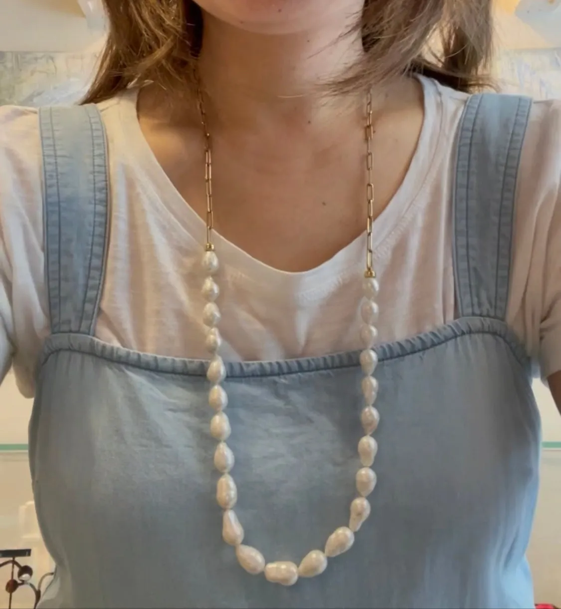 Blossom baroque pearl and chain convertable necklace