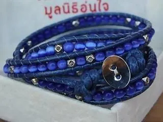 Blue Cats Eyes Wrap Bracelet