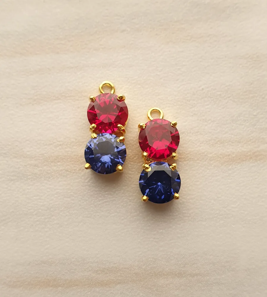 Blue Sapphire with Ruby and Blue Sapphire Detachable Separates Earrings