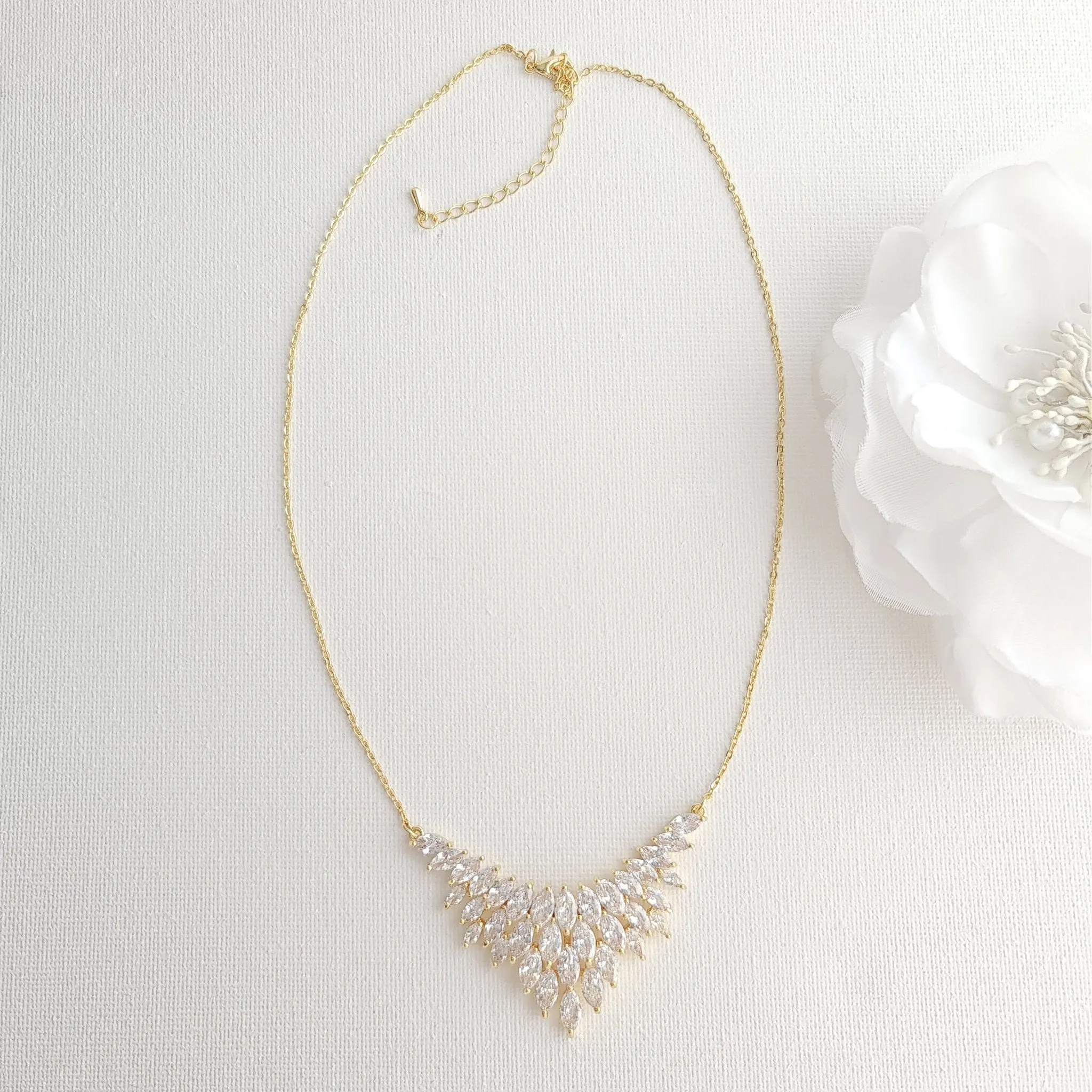 Bridal Gold Leaf Necklace-Belle