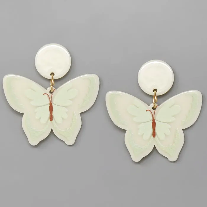 Butterfly Acetate Drop Earrings