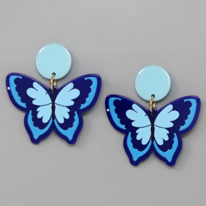 Butterfly Acetate Drop Earrings