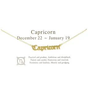 CAPRICORN Zodiac Plate Short Chain Necklace