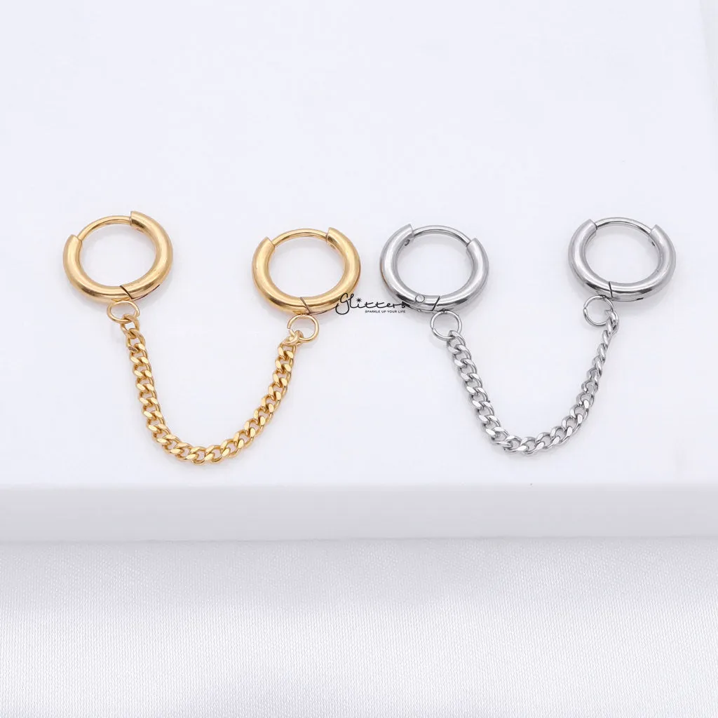 Chain Linked Round Clicker Ear Hoops - Gold