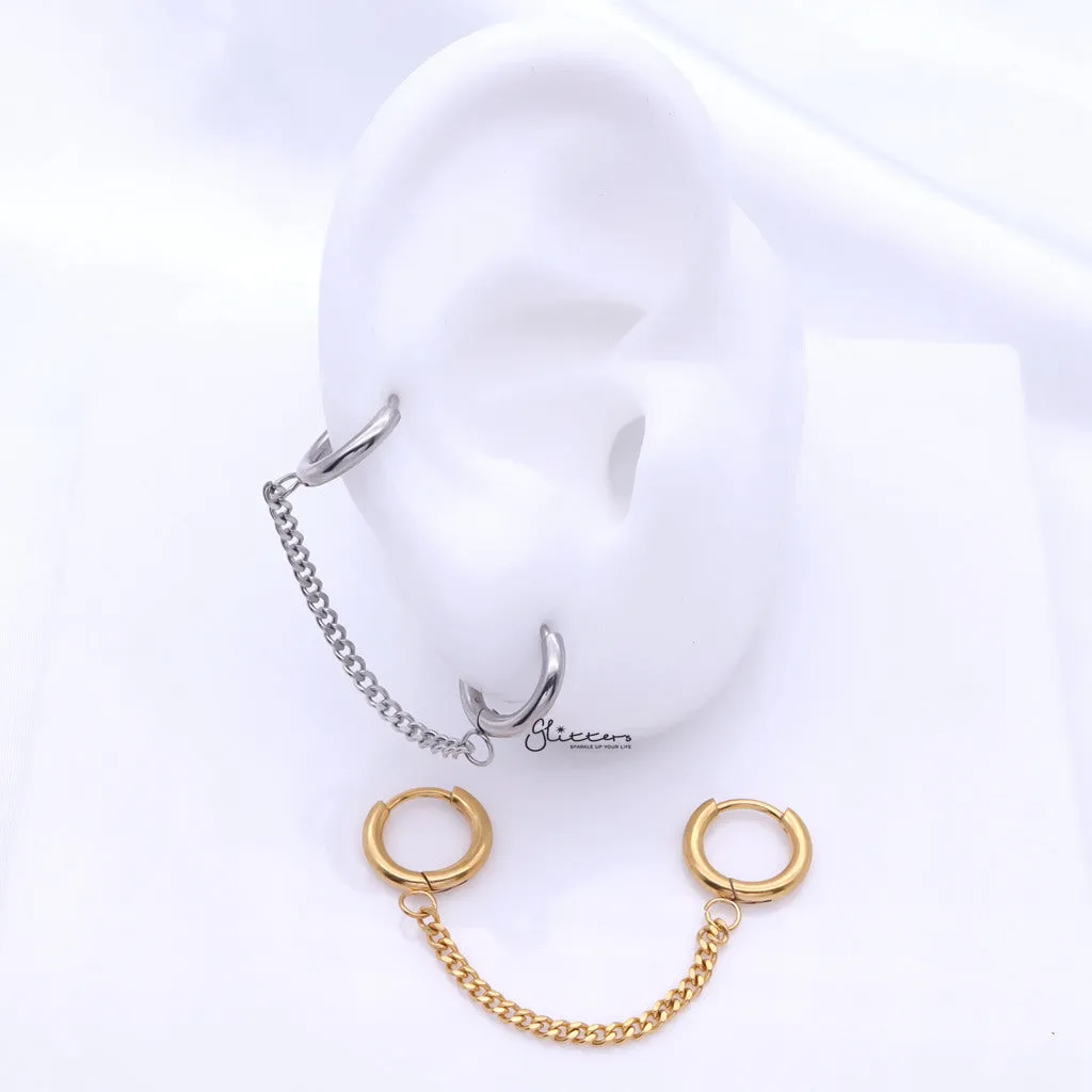 Chain Linked Round Clicker Ear Hoops - Gold