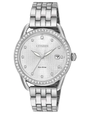 Citizen DRIVE LTR Womens Watch - Crystals - Bracelet - Silver-Tone Dial - Date