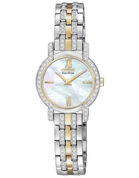 Citizen Eco-Drive Silhouette Crystal Two-Tone Ladies Watch - Mother-of-Pearl