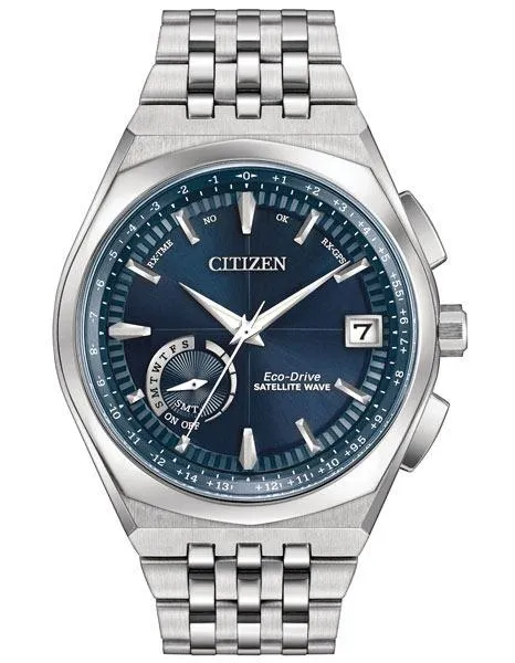 Citizen Mens Eco-Drive Satellite Wave - Blue Dial - Day/Date - World Time - 100m