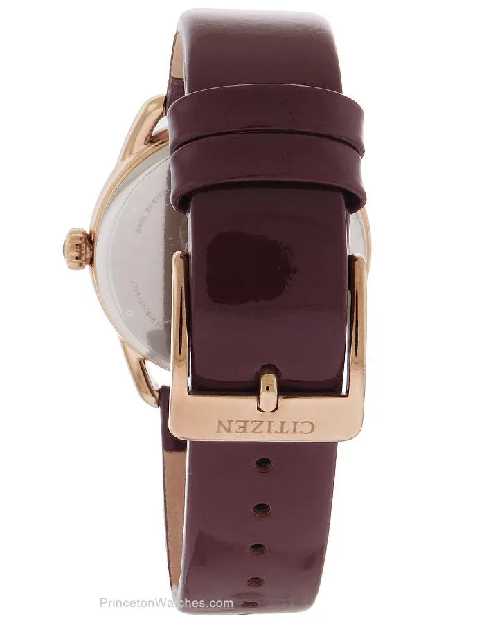 Citizen Womens DRIVE LTR - Rose Gold-Tone - Burgundy Leather Strap - Date