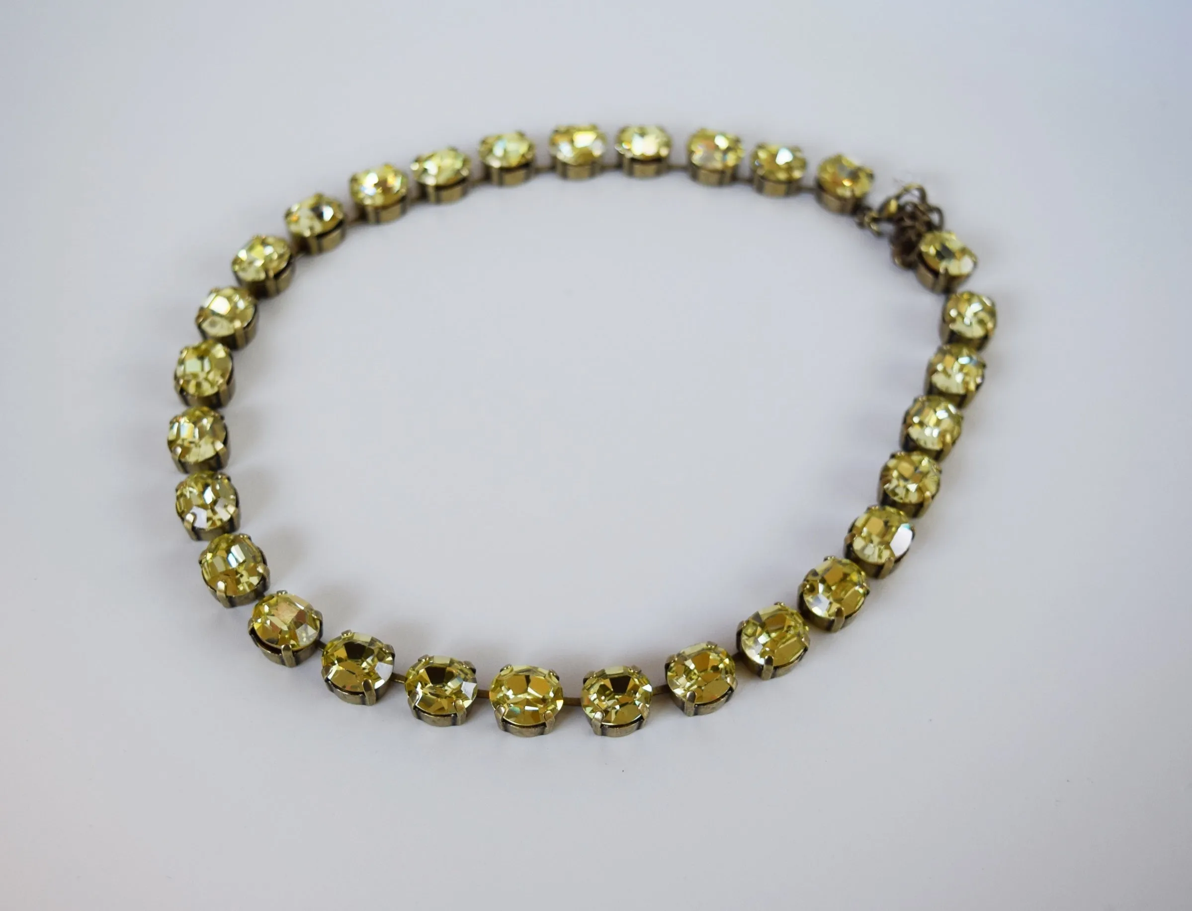 Citrine Yellow Swarovski Crystal Collet Necklace - Small Oval