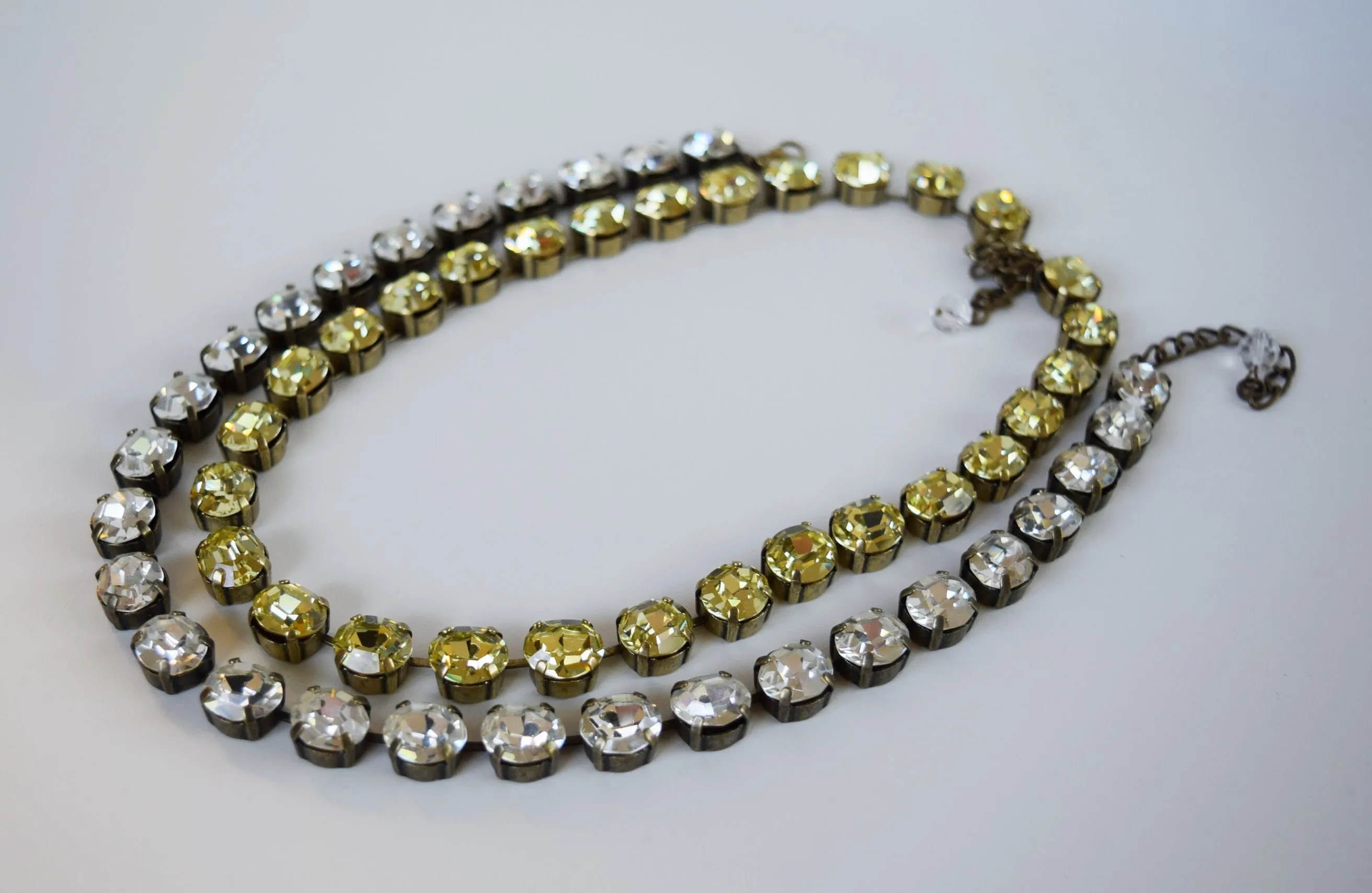 Citrine Yellow Swarovski Crystal Collet Necklace - Small Oval