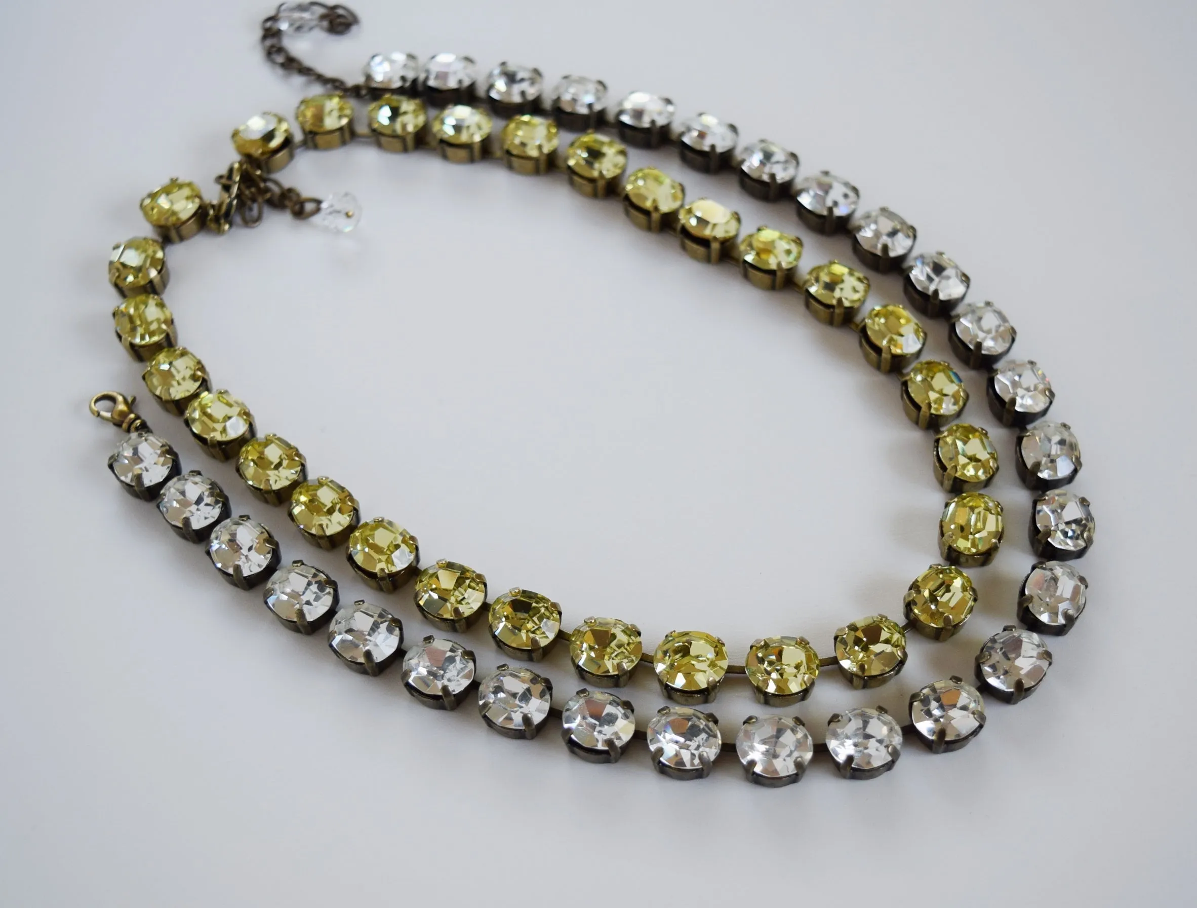 Citrine Yellow Swarovski Crystal Collet Necklace - Small Oval