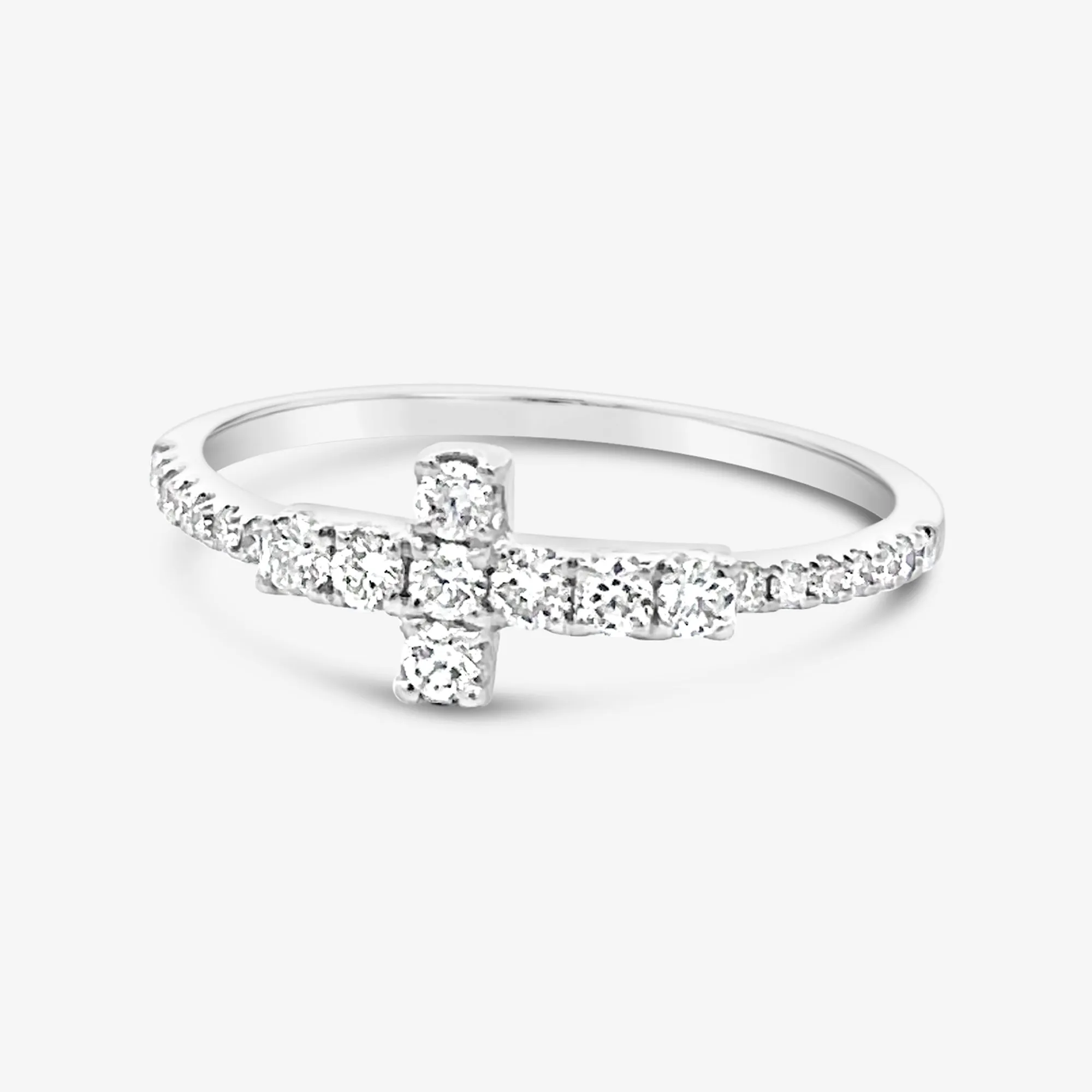 Classic East West Diamond Cross Ring